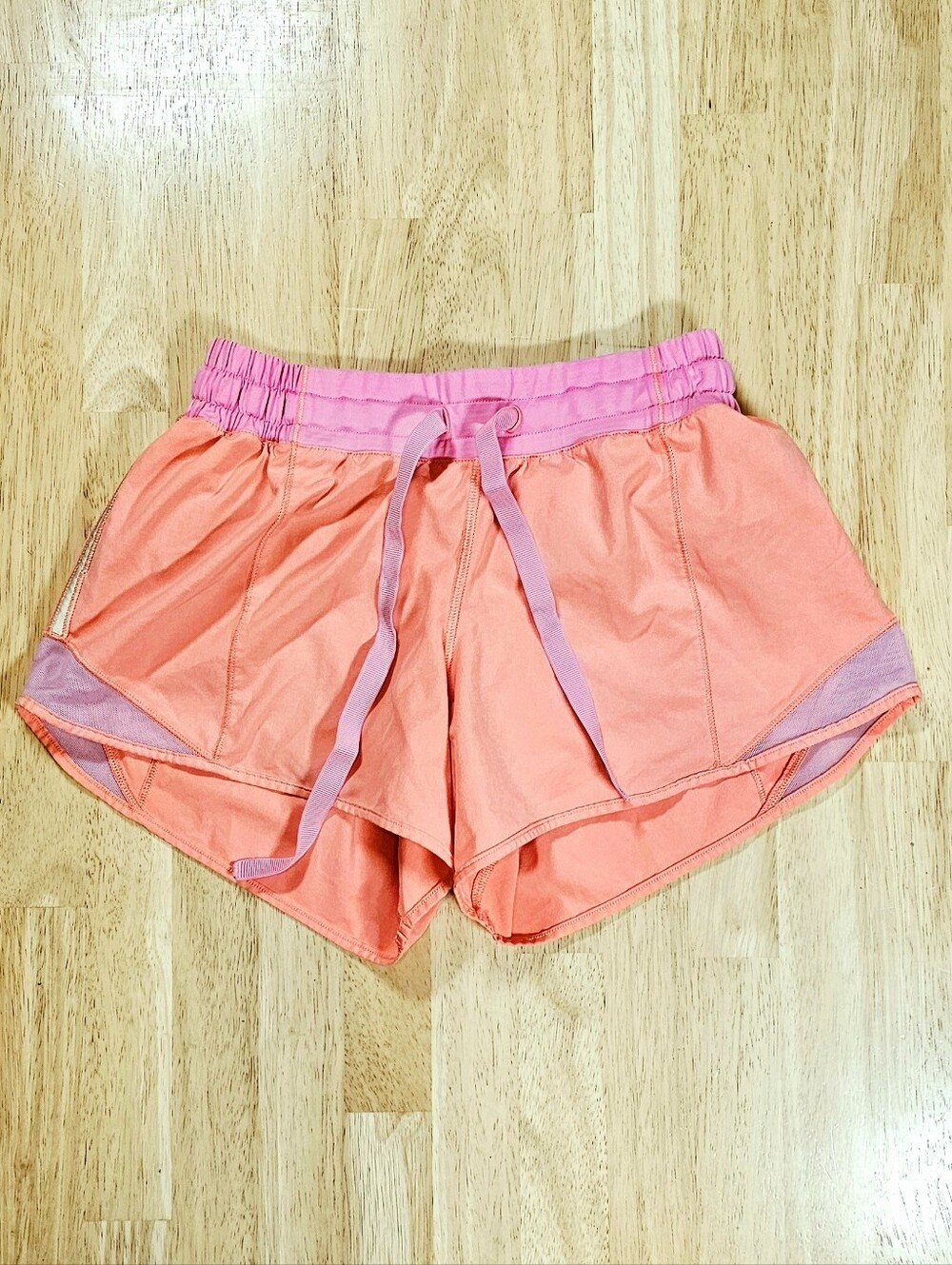 Lululemon Hotty Hot Coral Pink Athletic Shorts with Drawstring Waist